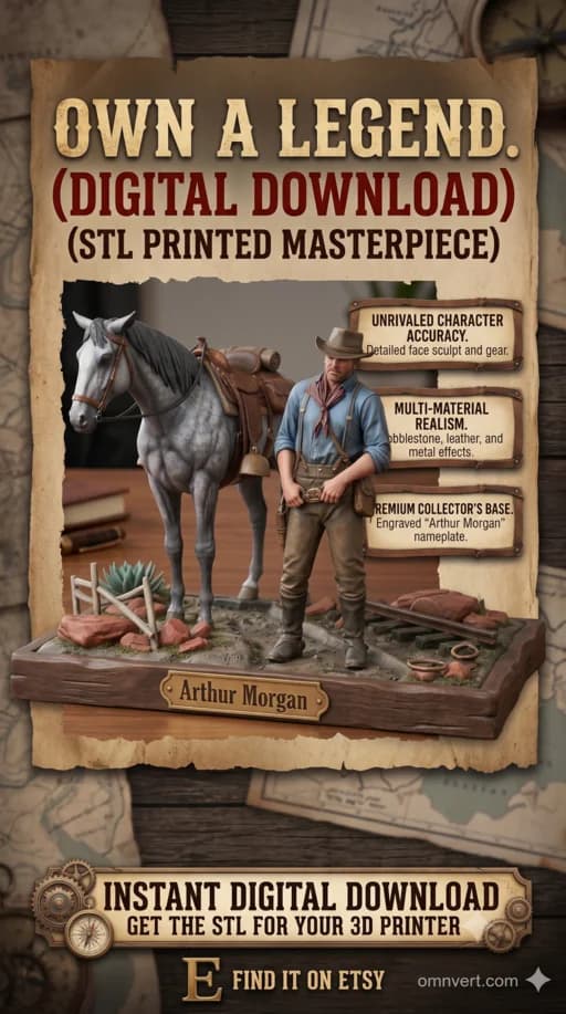 Etsy'de Arthur Morgan RDR2 diorama STL dosyası