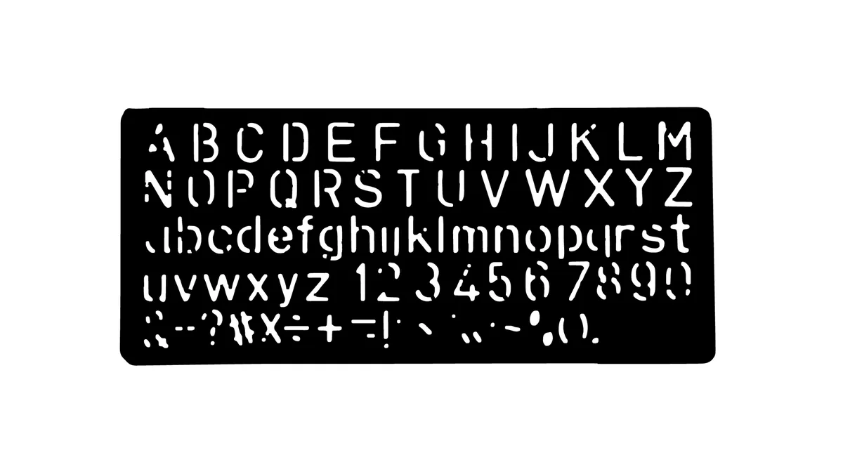 Single-colour cut file traced from a photo of a lettering stencil, rendered as black shapes on white.