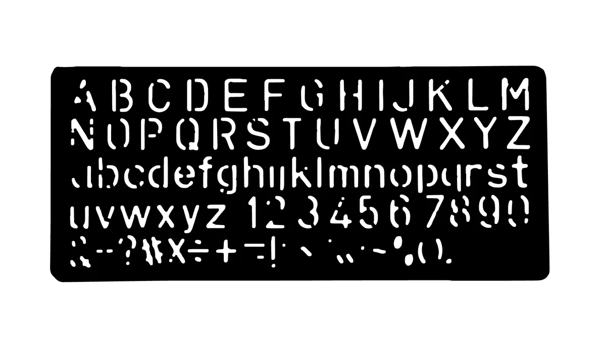Single-colour cut file traced from a photo of a lettering stencil, rendered as black shapes on white.
